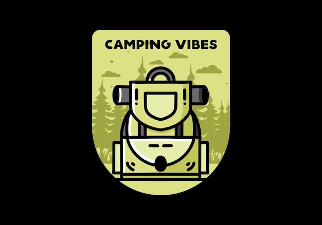 Vector eenvoudig illustratieontwerp voor kampeertassen