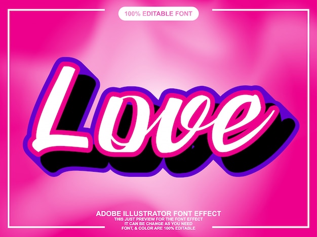 Eenvoudig liefdescript sticker lettertype effect