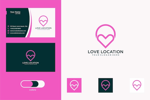 Eenvoudig liefdeslocatie logo-ontwerp en visitekaartje