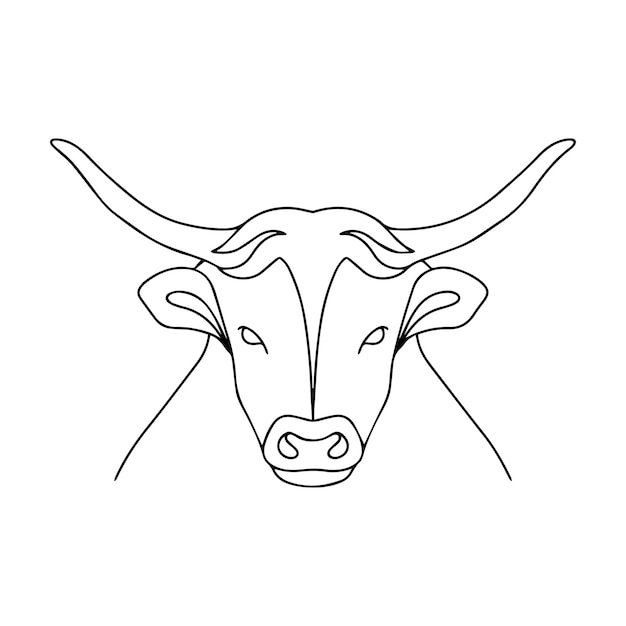 Vector eenvoudig lineair beeld van een stier. buffalo vector-logo. kleurboek van een gehoornd dier. stier dierenriem