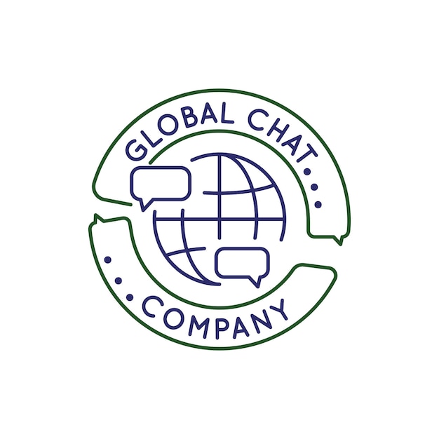 Eenvoudig logo met wereldwijd chat-icoon