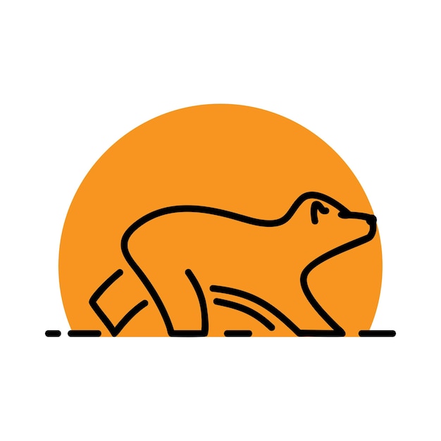 Eenvoudig logo van een berenwelp die ontspannen loopt vector
