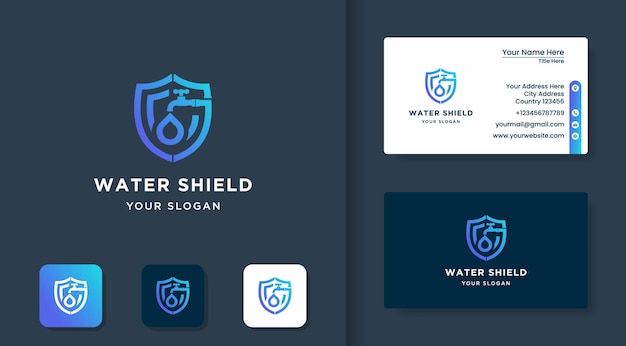 Eenvoudig logo voor water- of olieveiligheid en minimalistisch visitekaartje