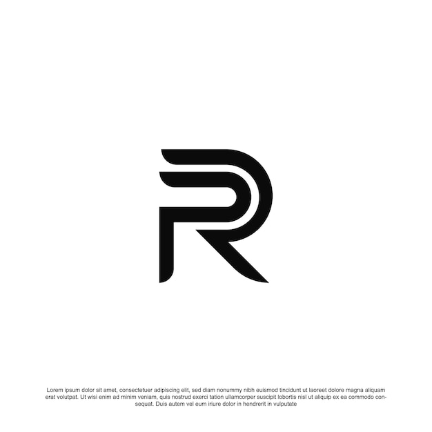 Eenvoudig minimaal letter-PR- of RP-logo-ontwerp