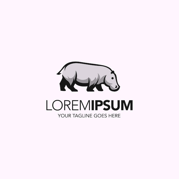 Eenvoudig minimalistisch abstract lijntekeningen hippo logo-ontwerp