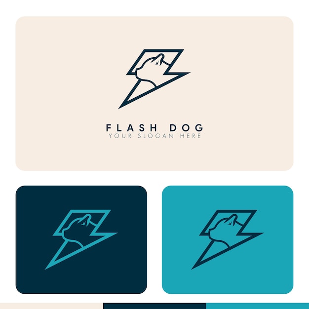 Eenvoudig minimalistisch hondenflits storm logo-ontwerp