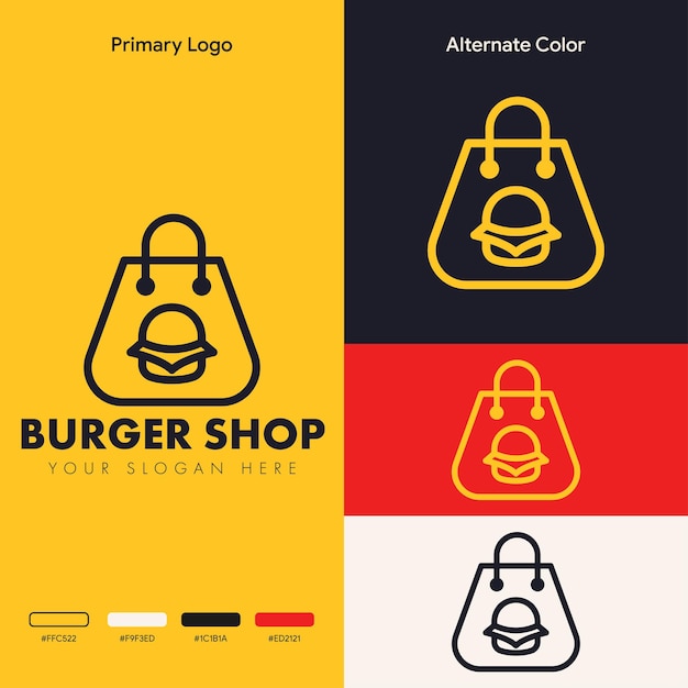 Eenvoudig minimalistisch logo-ontwerp voor hamburgerwinkels