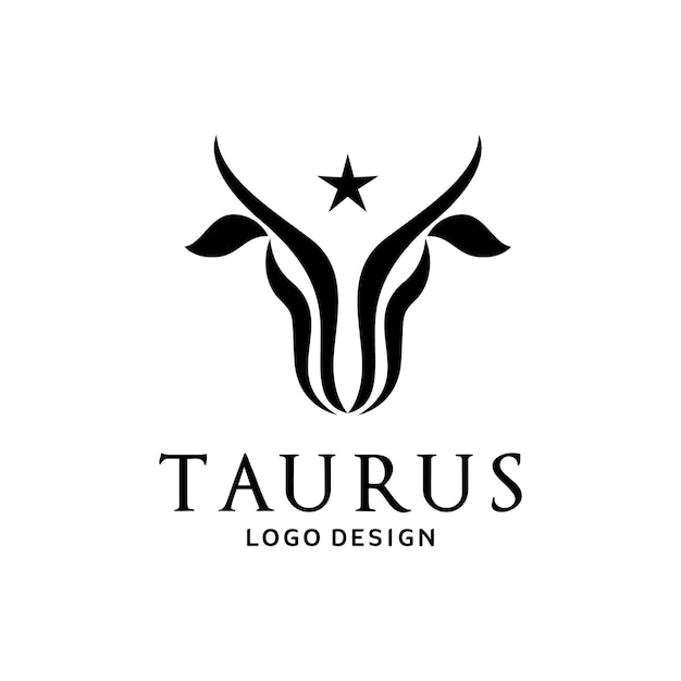 Eenvoudig minimalistisch longhorn buffalo cow bull head voor taurus-logo-ontwerp