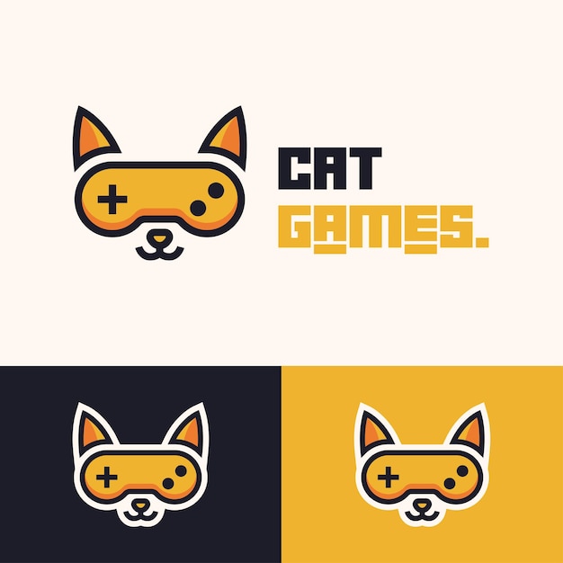 Eenvoudig minimalistisch ontwerp met joysticklogo voor kattengamepad
