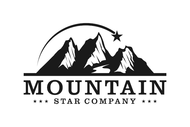 Eenvoudig modern berglandschap Logo ontwerp Vector Rocky Ice Top Mount Peak silhouet