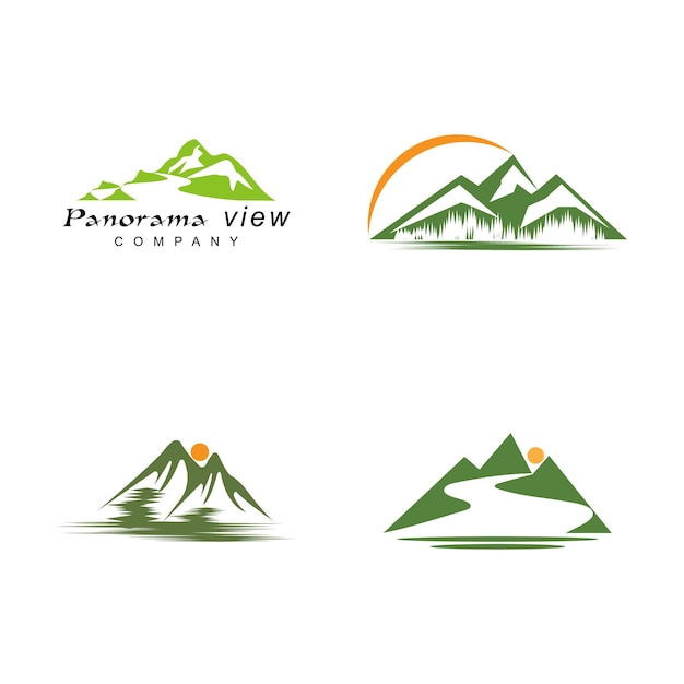 Eenvoudig modern berglandschap logo ontwerp vector rocky ice top mount peak silhouet