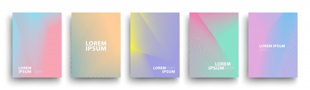 Eenvoudig modern covers-sjabloon, set van minimale geometrische halftone verlopen