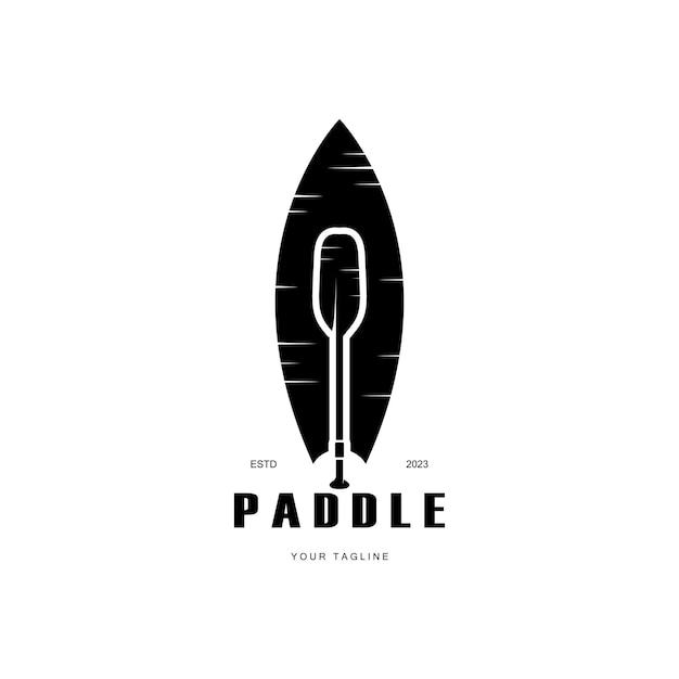 Eenvoudig paddle-logo-ontwerp voor surfen, raften, kanoën, surfen en roeien, zakenvector
