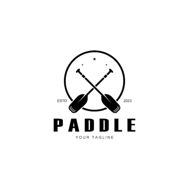 Eenvoudig paddle-logo-ontwerp voor surfen, raften, kanoën, surfen en roeien, zakenvector