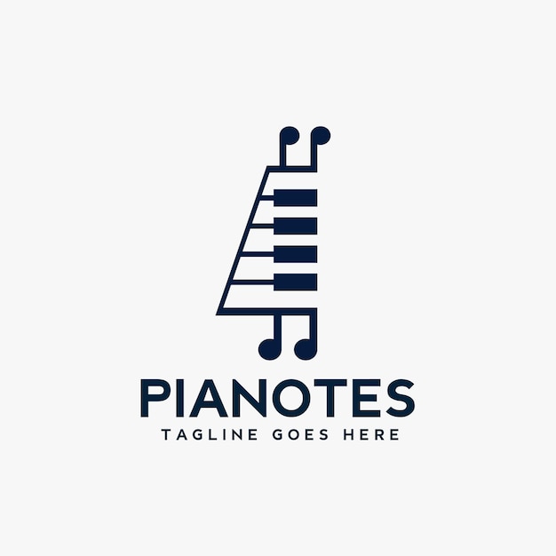 Eenvoudig pianologo of -pictogram in een minimalistische en moderne stijl Premium Vector