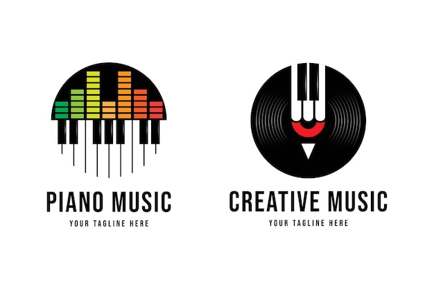 Eenvoudig plat logo voor pianomuziekstudio instellen