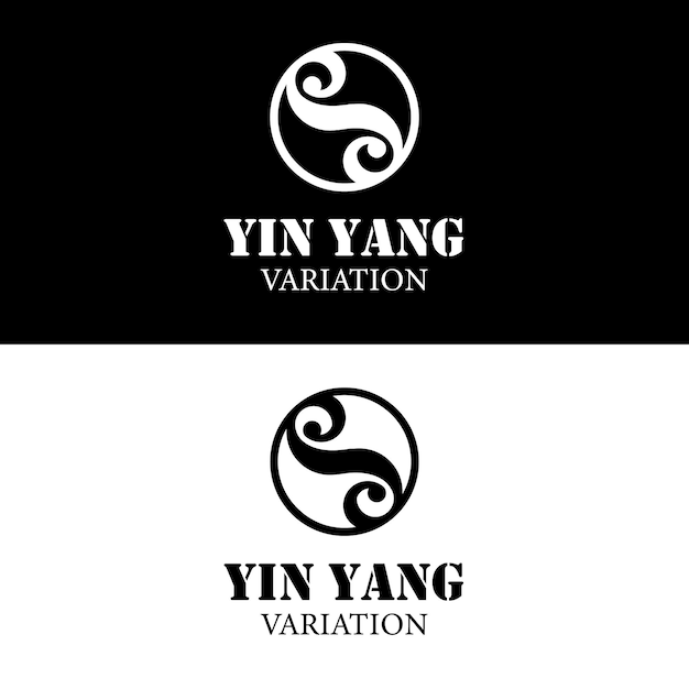 Eenvoudig plat yin yang variatie silhouet voor symbool van harmonie en spiritueel evenwicht logo icoon