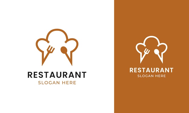 Eenvoudig restaurantlogo met lepel en vorkconcept