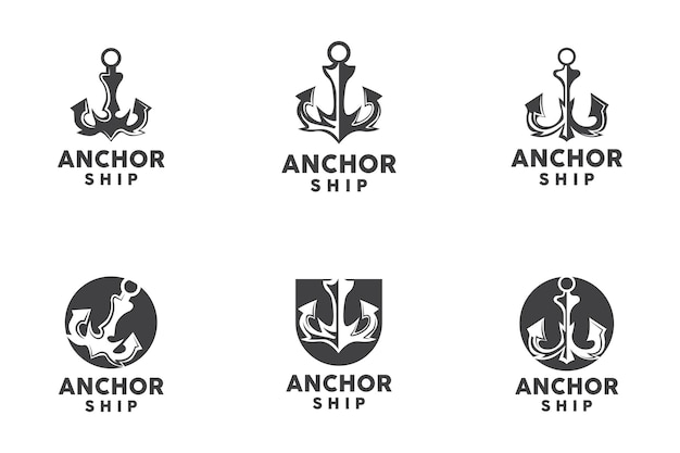 Eenvoudig schip anker Logo ontwerp silhouet vectorillustratie