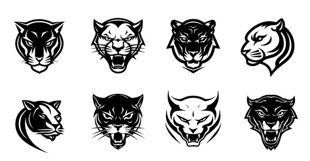 Eenvoudig silhouet panther head line art logo