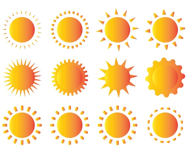 Eenvoudig symbool van zon illustratie vector, zon, illustratie, pictogram, teken, zonsopgang, ontwerp, element,