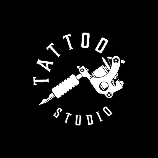 Vector eenvoudig tattoo studio-logo met moderne tattoo-machineillustratie