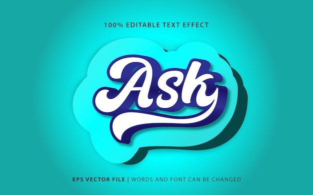 Eenvoudig teksteffecttype vraag belettering bewerkbare gratis vector