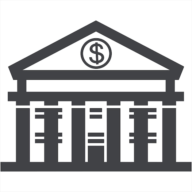 Vector eenvoudig vectorpictogram van een bankgebouw met dollar