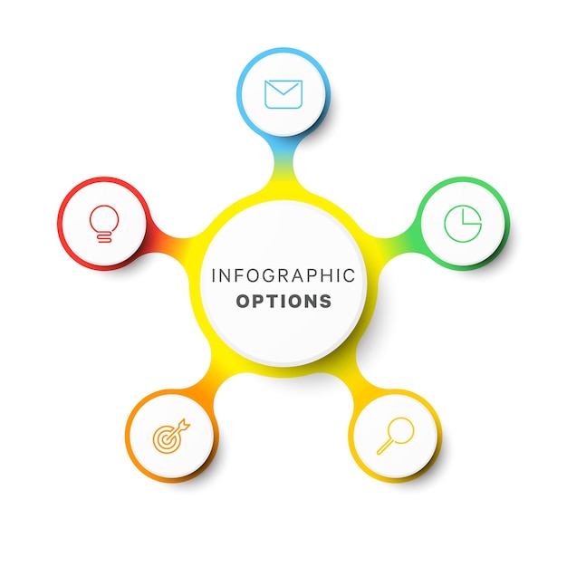 eenvoudig vijf opties ontwerp lay-out infographic sjabloon procesdiagram voor brochure banner