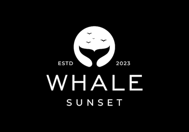 Vector eenvoudig walvis dolfijn haai staart maan nacht logo