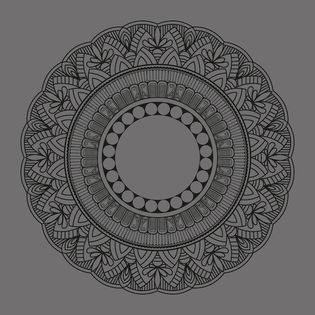 Eenvoudig zwart mandala-ontwerp met een monochrome achtergrond