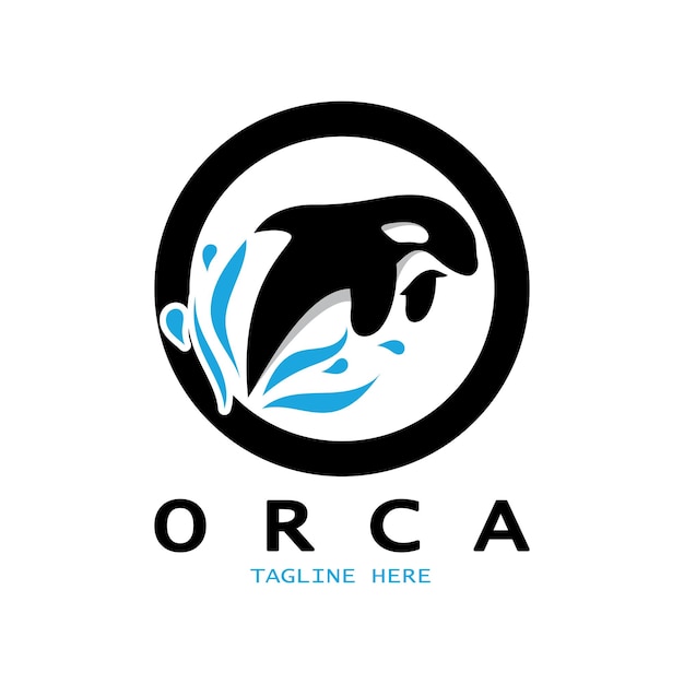 Eenvoudig zwart orka dier illustratie logo creatief ontwerp orka onderwater dier