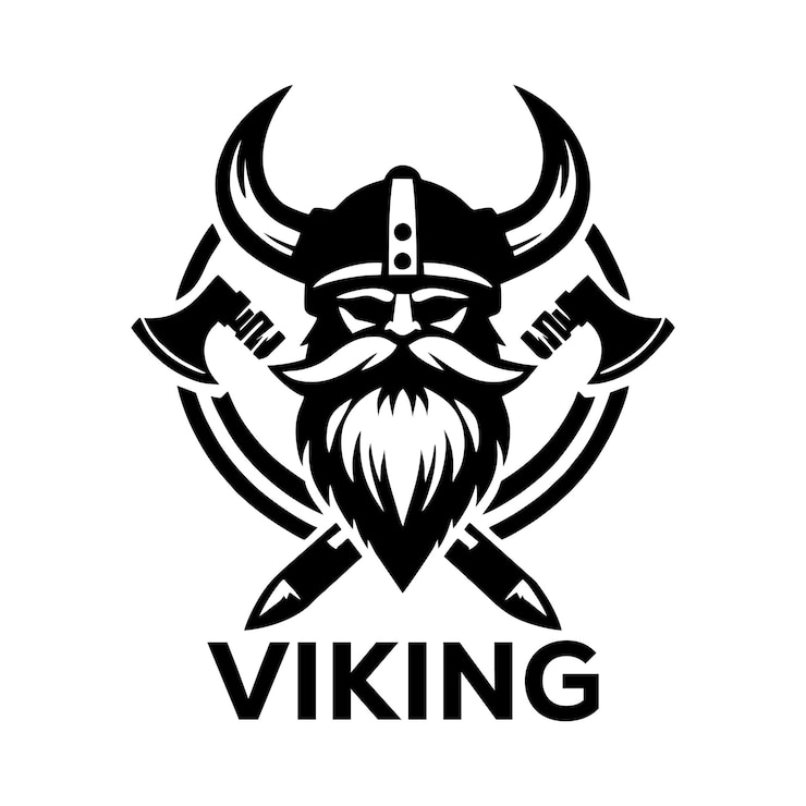 Vector eenvoudig zwart-wit viking-logo