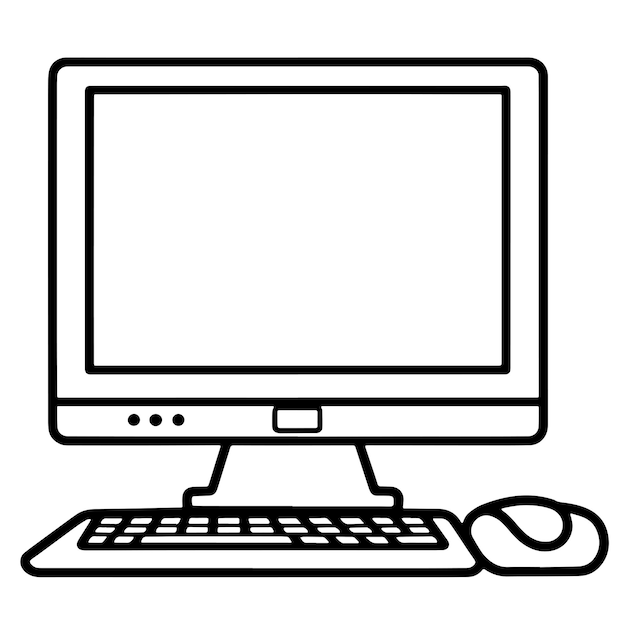 Eenvoudigde illustratie van een computer in vectorformaat die veelzijdig is voor verschillende projecten