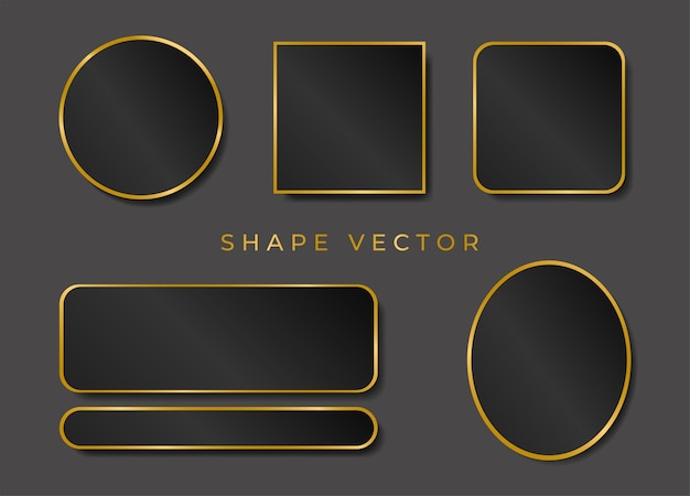 Eenvoudige 3D zwarte en gouden vorm bord of frame vector op donkergrijze achtergrond met de cirkel ellips het vierkant kan tekst of product op frame worden gezet