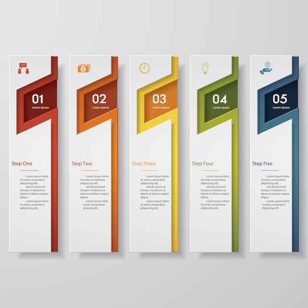 Eenvoudige 5 stappen schoon aantal banners sjabloon