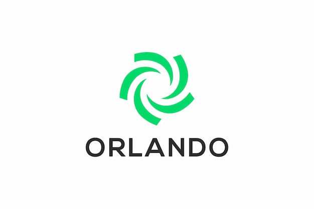 Eenvoudige abstracte Logo circulaire Twist orkaan voor Business teken symbool met groene kleur