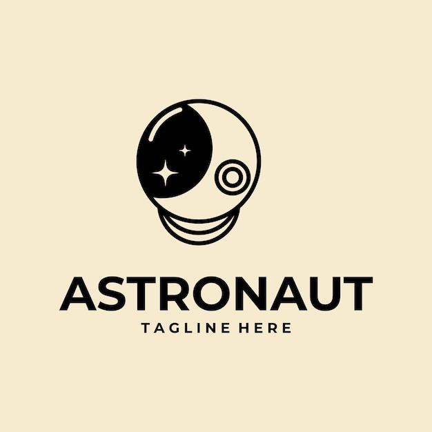 Vector eenvoudige astronaut helm ruimte logo vector icoon sjabloon ontwerp illustratie