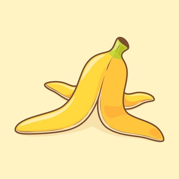 eenvoudige bananenschilillustratie in minimalistisch design