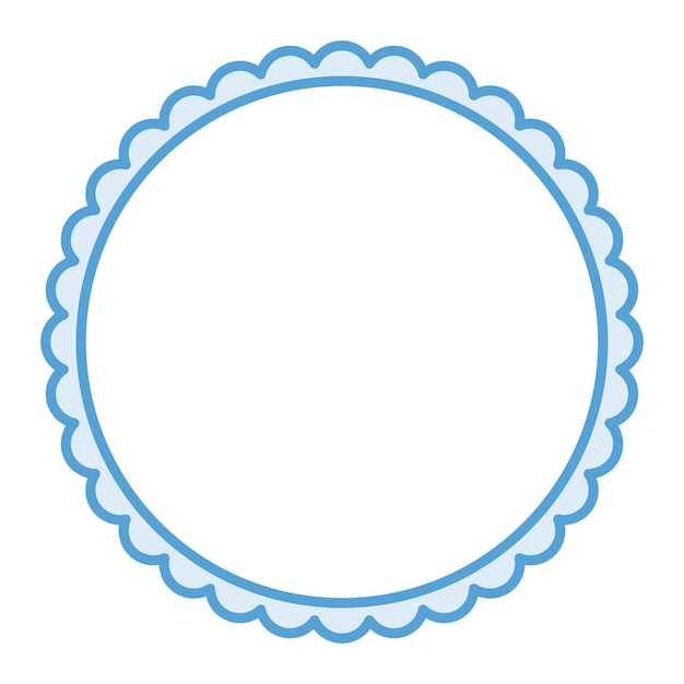 Eenvoudige blauwe cirkelvormige blanke achtergrond met een schelpframe en een randornament