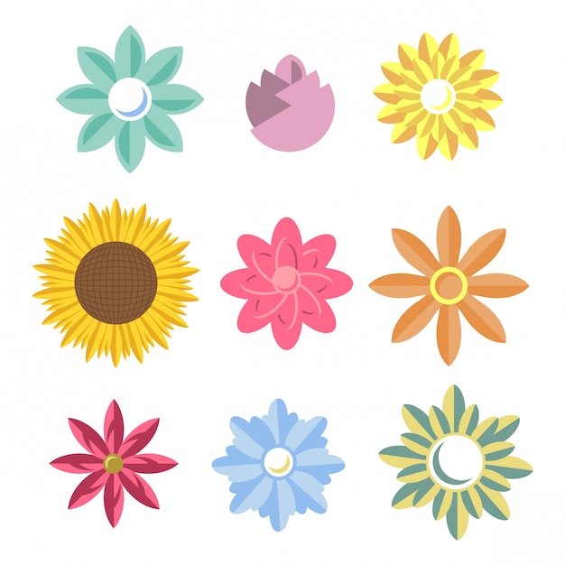 Eenvoudige bloem vector set