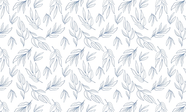 Vector eenvoudige botanische blad minimalistische achtergrond. hand getrokken lijntekeningen behang. herhaal naadloos patroon.