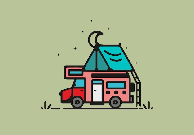 Eenvoudige camper van camping illustratie