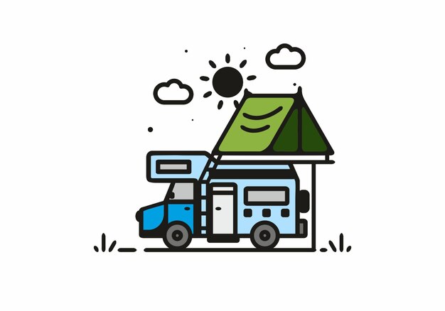 Eenvoudige camper van camping illustratie