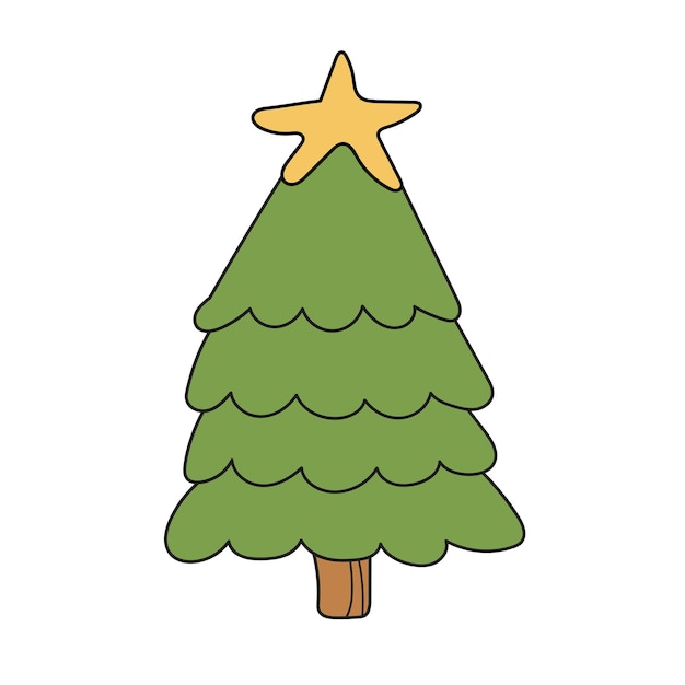 Eenvoudige cartoon icoon. Nieuwjaarsboom