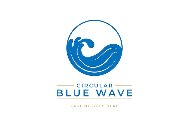 Eenvoudige circulaire oceaan blauwe golf logo ontwerp vector