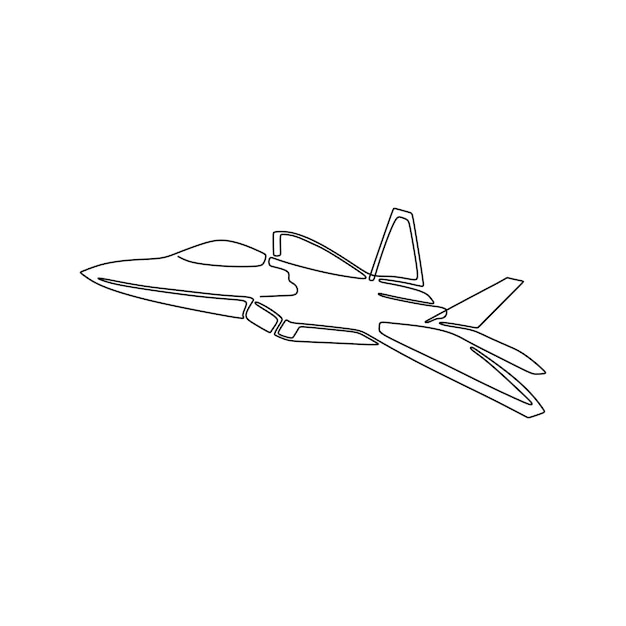 Eenvoudige continue lijnkunst van gevechtsvliegtuigen