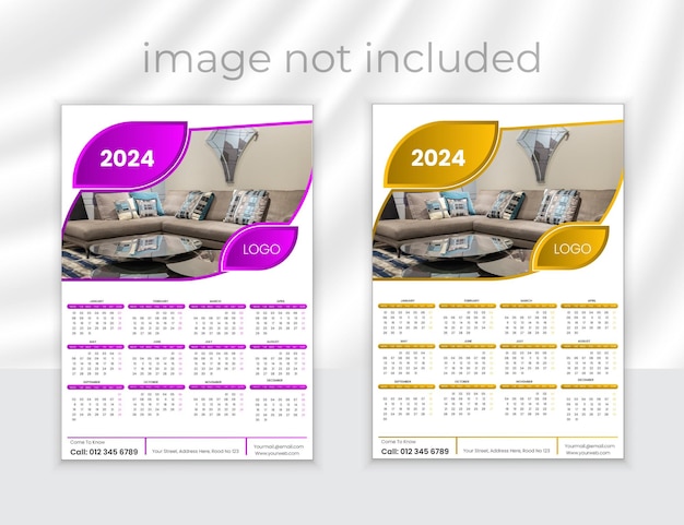 eenvoudige creatieve Vector 2024 een pagina muur kalender ontwerp sjabloon