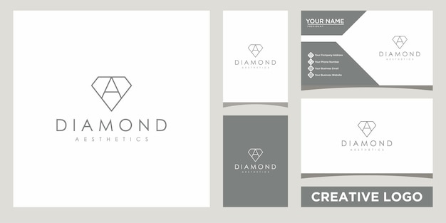 eenvoudige diamant met een letterpictogram logo ontwerpsjabloon met visitekaartje ontwerp.