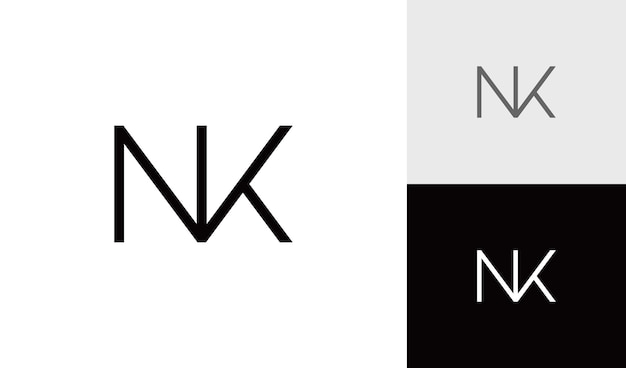 Eenvoudige en minimalistische letter nk monogram logo ontwerp vector